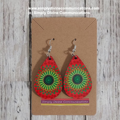 Tear Drop Earrings - Pink and Green
