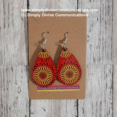 Tear Drop Earrings - Red, Black, and Yellow