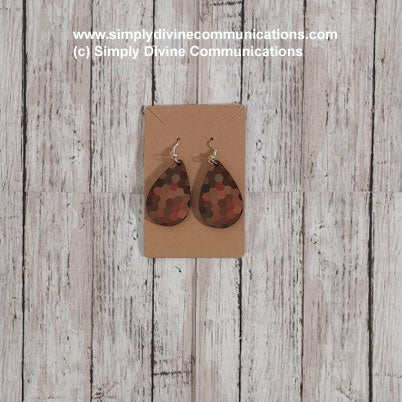 Tear Drop Earrings - Brown Hexagon