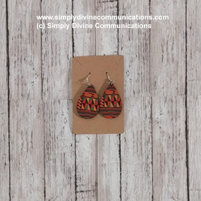 Tear Drop Earrings - Orange and Black