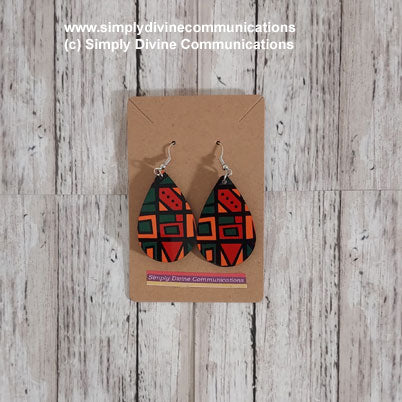 Tear Drop Earrings - Multi Green, Red, Orange