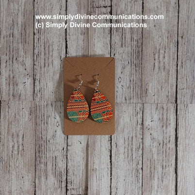 Tear Drop Earrings - Orange/Red/Green