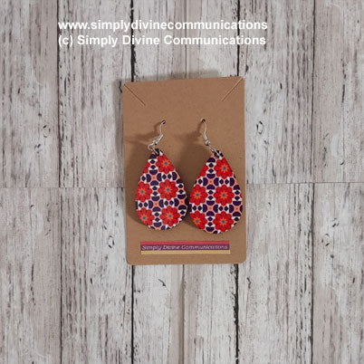 Tear Drop Earrings - Pink Flowers