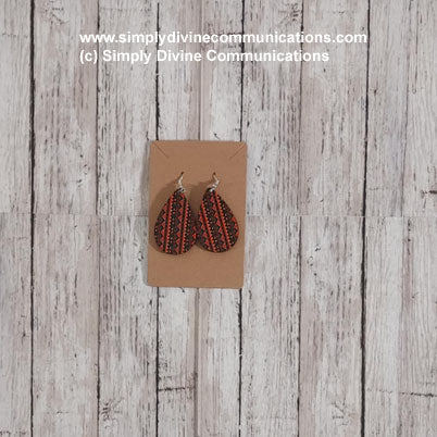 Tear Drop Earrings - Vertical Orange