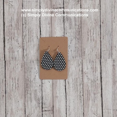 Tear Drop Earrings - Polka Dot (Black)